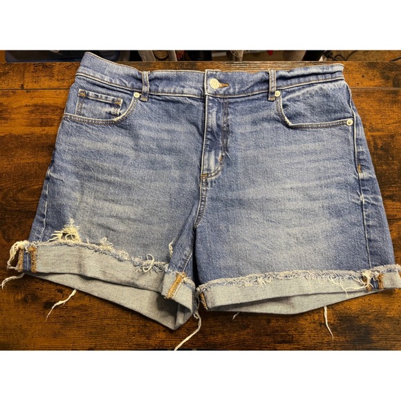 LOFT Pants - LOFT Denim Shorts Women 8 29 Blue Excellent Raw Hem Distressed Mid Rise 603849